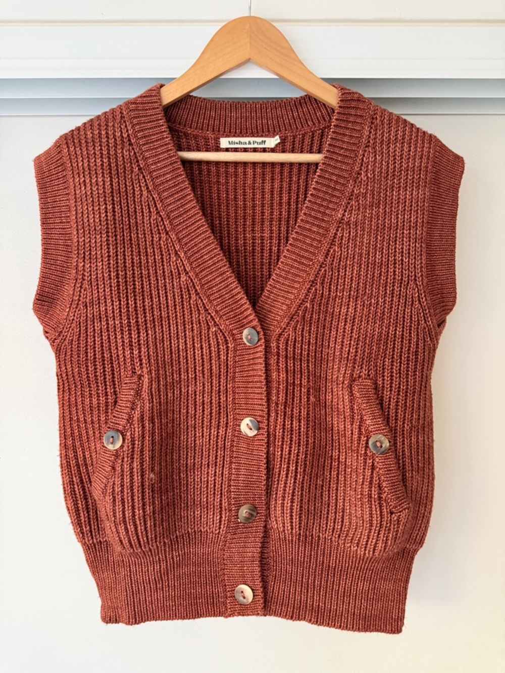 Misha and Puff Adult Fisher Rib Vest in Henna XS/S
